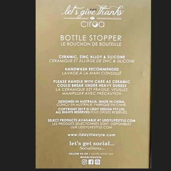 CIROA LETS GIVE THANKS BOTTLE STOPPER OWL CERAMIC - Picture 6 of 6